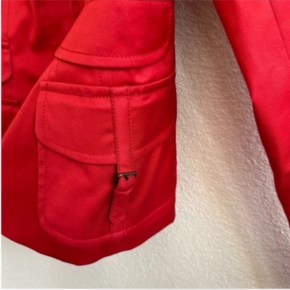 Akris Red Collarless Cropped Cotton Zip Jacket - Picture 3 of 12